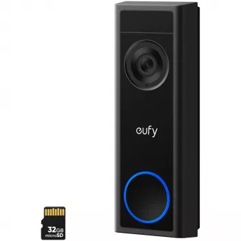 Videodomofón Eufy C31 2K s podporou microSD, 2560×1440, 6500 mAh, káblový & bezdrôtový, čierna