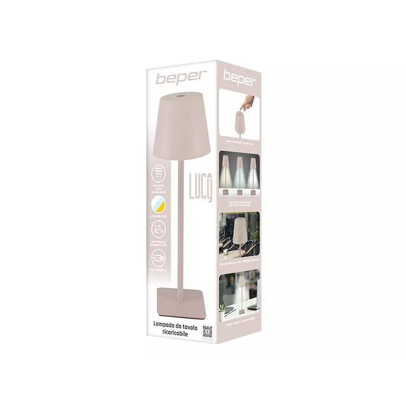 Beper P207ILI202 nabíjateľná stolová LED lampa, dotykový spínač, stmievateľná, púdrová