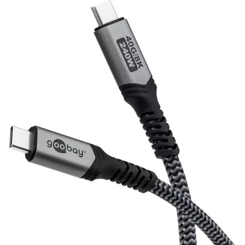 Goobay USB-C kábel s opleteným plášťom, USB4, 240 W, 40 Gbit/s, Power Delivery, 1,5 m (1,50 m, USB 4.0, 240 W), USB kábel