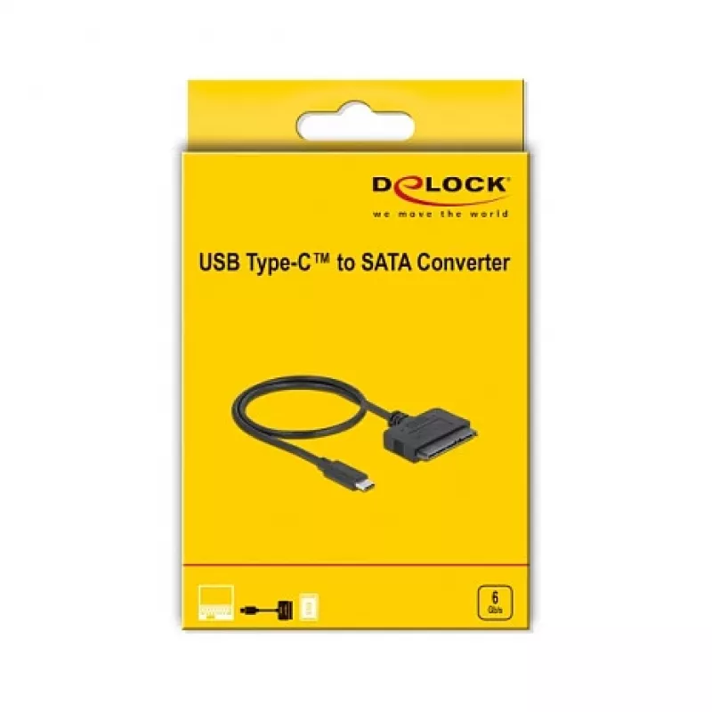 DeLOCK 63803 konvertor z USB Type-C na 22-pinový SATA 6 Gb/s, 2,5 palca, USB 3.2 Gen 2, 0,5 m, čierny