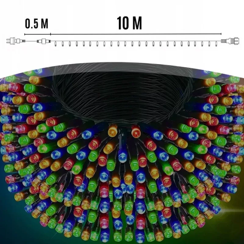 Extralink EX.95535 vianočná svetelná reťaz na batérie, 100 LED, viacfarebná, 10,5 m