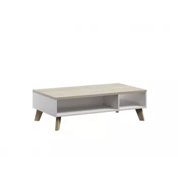Konferenčný stolík cama meble LOTTA 110 — obdĺžnikový, 1100×600×350 mm, biela konštrukcia s doskou Sonoma dub