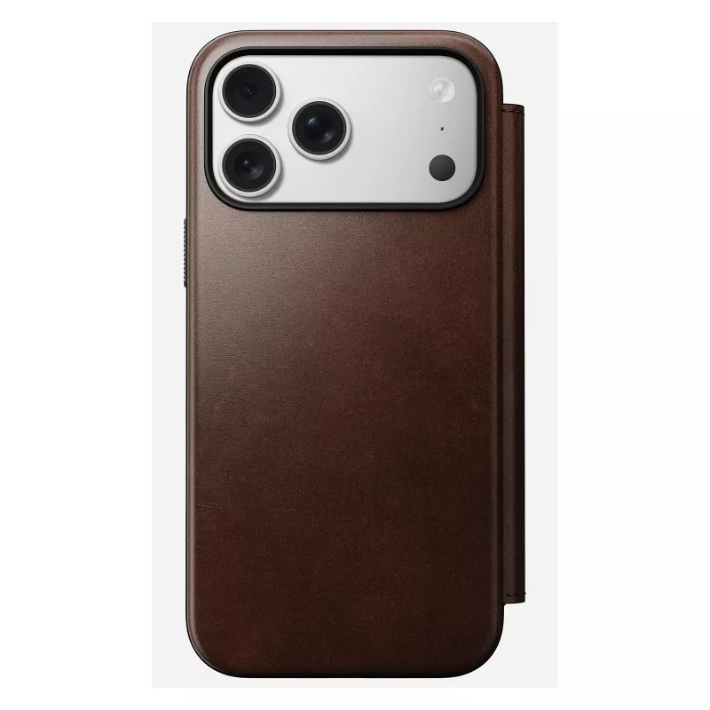 Puzdro na telefón Nomad Modern Leather Folio pre iPhone 17 Pro Max — hnedá, koža, 6,3