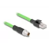 Sieťový kábel DeLOCK M12 kábel X-kódovaný 8-pinový konektor samec na RJ45 konektor samec PUR (TPU) 1 m