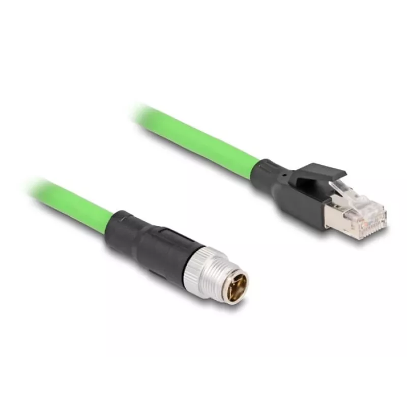 Sieťový kábel DeLOCK M12 kábel X-kódovaný 8-pinový konektor samec na RJ45 konektor samec PUR (TPU) 1 m