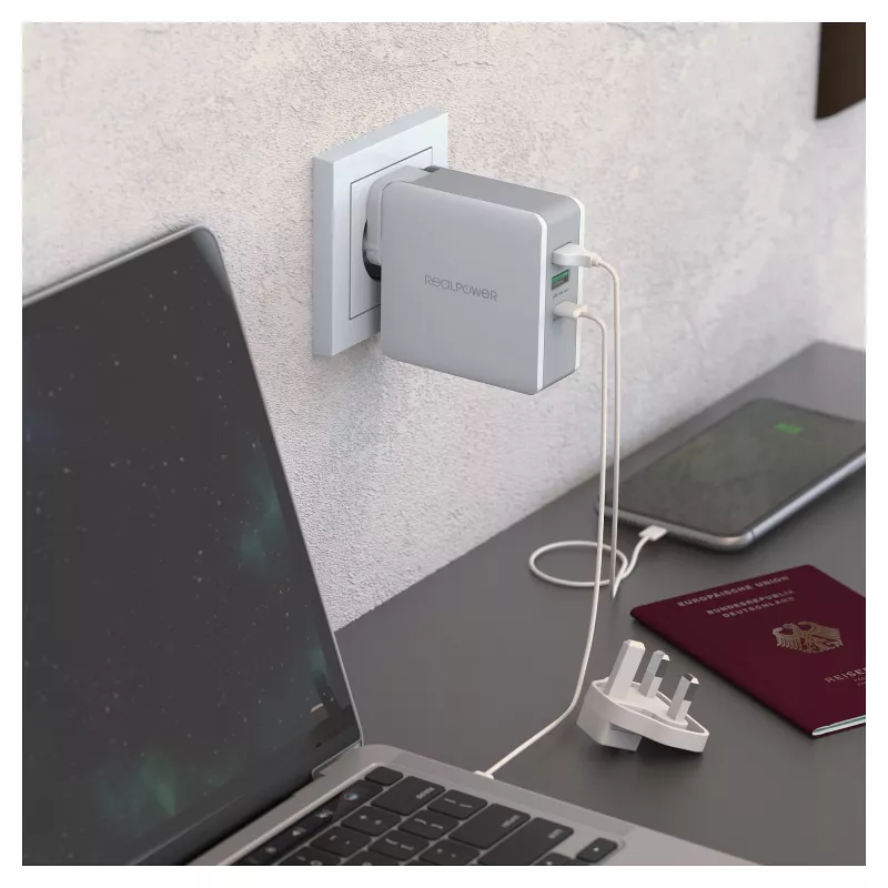 RealPower nabíjačka DeskCharge-65 Travel 65W