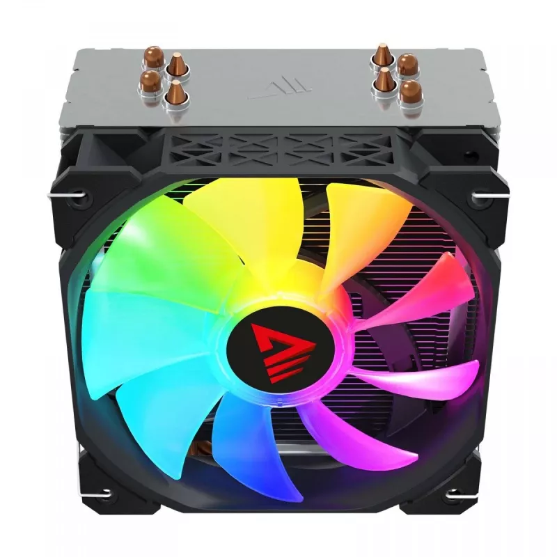 CPU vzduchový chladič SAVIO SAVGCOVORTEXX2ARGB s 4 heatpipes, 120-mm-ARGB ventilátor, čierny