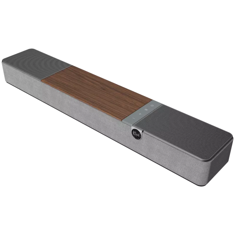 Soundbar KLIPSCH Flexus CORE 100 — 2.1 kanály, 100 W, integrovaný subwoofer, sivá/orech