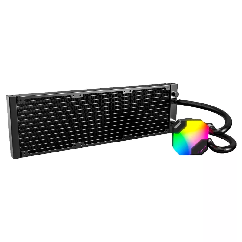 AIO vodné chladenie Montech Hyper Flow ARGB 360 mm čierne – 360 mm radiátor, ARGB, uzavretý CPU chladič