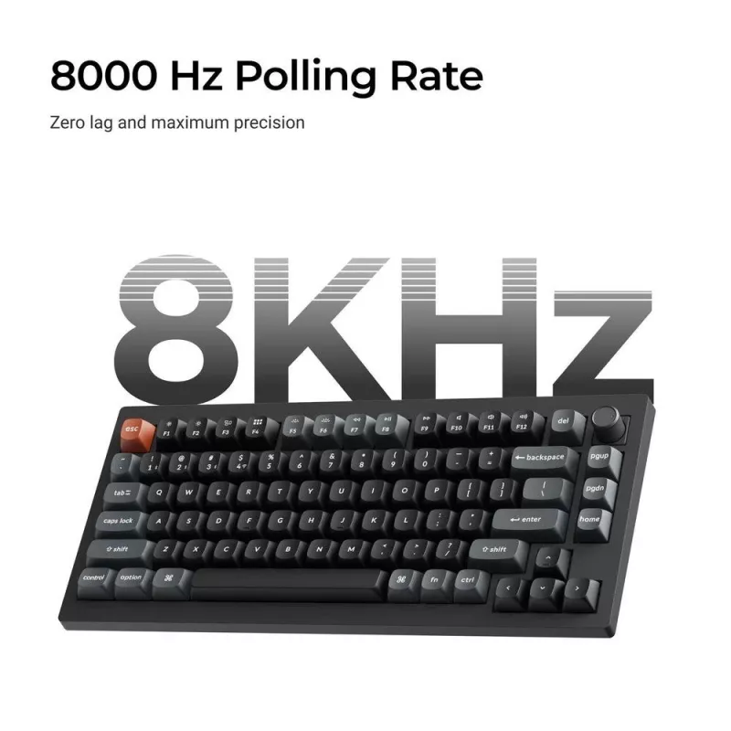 Mechanická klávesnica Keychron V1 Ultra 8K — 75 % QWERTY, Bluetooth, káblová, RGB, čierna