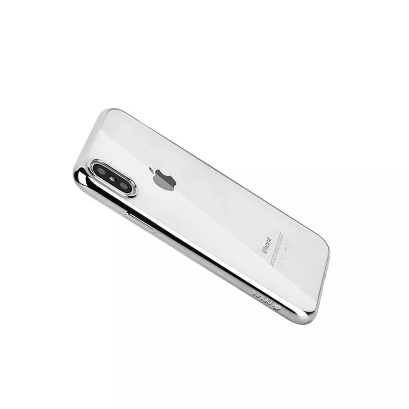 Mäkké puzdro Devia pre iPhone XS Max – TPU, strieborná, štíhle ochranné puzdro