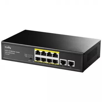 Cudy FS1010P sieťový switch Fast Ethernet (10/100) Power over Ethernet (PoE) čierny