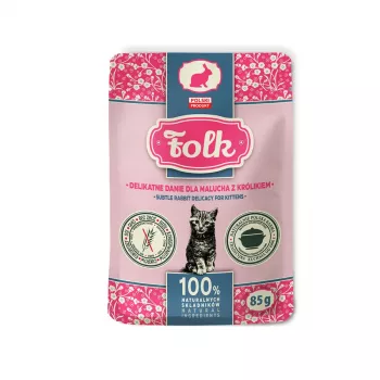 FOLK Kitten jemná králičia delikatesa - mokré krmivo pre mačky - 85g