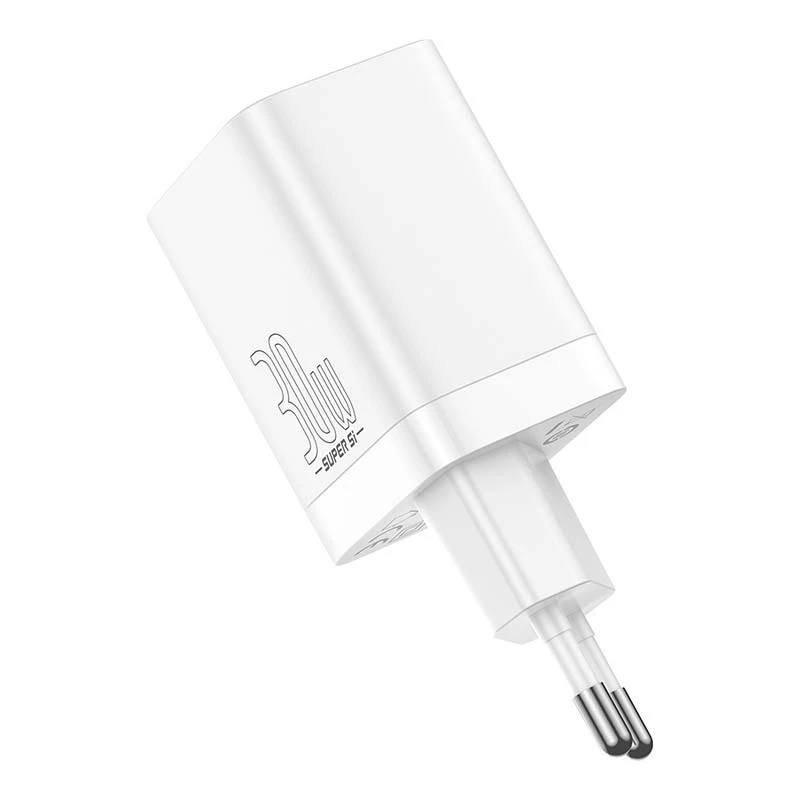 Baseus Super Si Pro rýchlonabíjačka USB + USB-C 30W (biela)