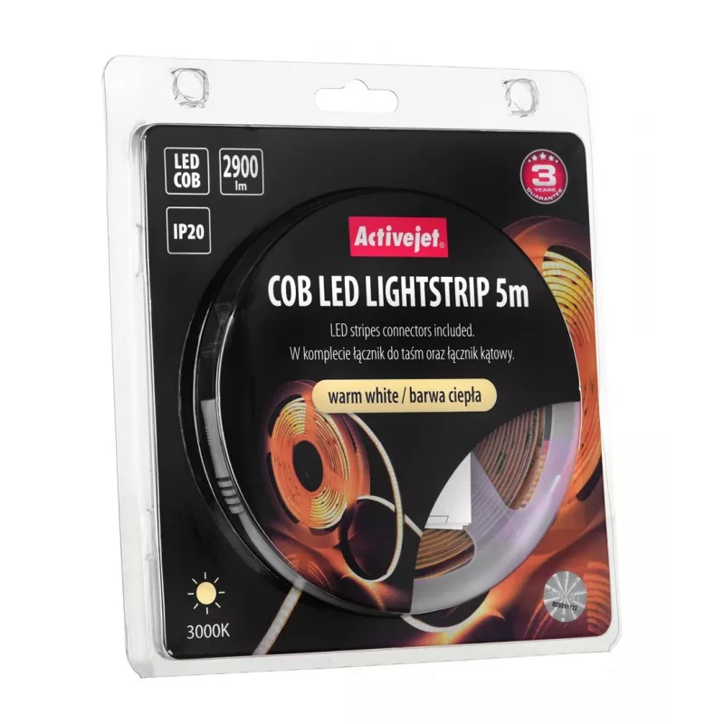 Activejet AJE-COB 5m teplý Strip-Light univerzálne páskové svietidlo interiérové