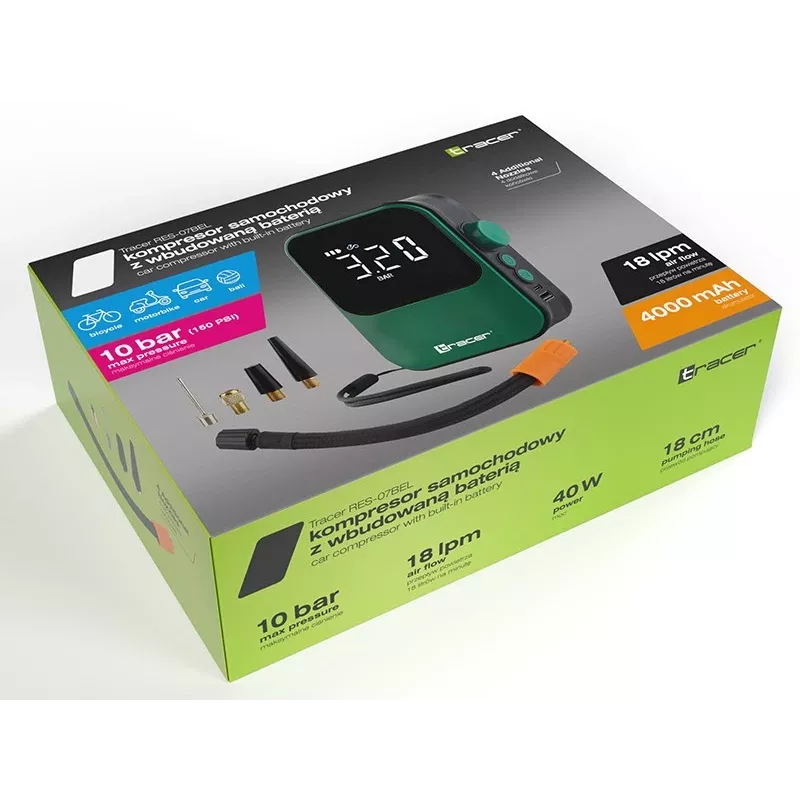 Vzduchový kompresor TRACER RES-07BEL — prenosná opravná/kompresorová jednotka, model RES-07BEL
