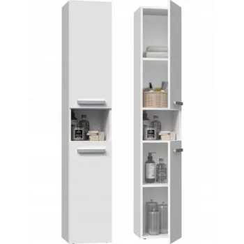Kúpeľňová úložná skrinka top e shop NEL I BIEL, voľne stojaca, 5 políc, 310×300×1740 mm, biela