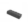 Natec Mantis 2 NHU-1557 4-portový rozbočovač USB 3.0, vstup USB Type-B, vypínače zapnúť/vypnúť, sieťový adaptér, čierny
