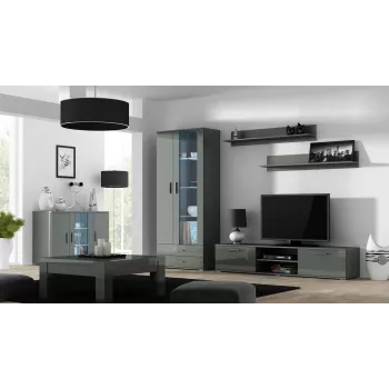 Cama komoda 120 cm SOHO S7 sivá/sivá lesklá