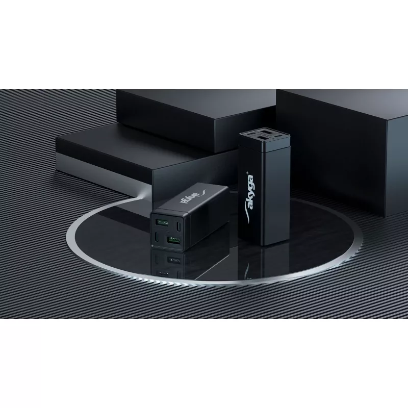 Akyga Charge Brick AK-CH-17 USB nabíjačka 65 W, 2 x USB-C PD + 2 x USB-A QC 4+, čierna