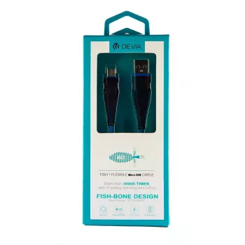 USB Micro-B kábel Devia Fish 1 Series 5V 2,4A 1,5m modrý