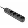 Predlžovacia zásuvka GEMBIRD TSL-PS-F4U-02 so 4 zásuvkami PL a USB nabíjačkou, čierna