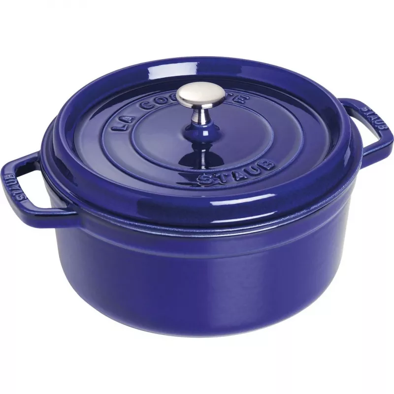 Staub 24 cm okrúhly liatinový kastról tmavomodrý