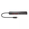 Hub USB-C, 4 porty 2x USB-A, 2x USB-C, čierny