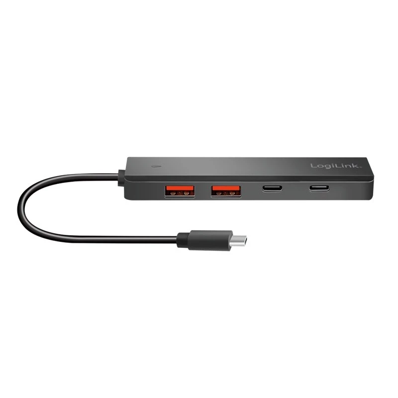 Hub USB-C, 4 porty 2x USB-A, 2x USB-C, čierny