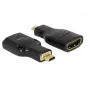 DeLOCK 65664 adaptér HDMI High Speed s Ethernetom, HDMI Micro-D samec na HDMI-A samica, 4K, čierny