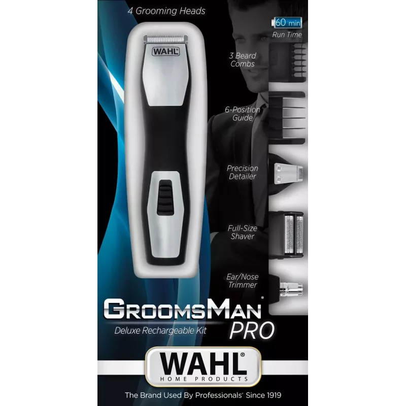 Strihač Wahl GroomsMan Pro batéria čierny nerezová oceľ 0,7 mm 3 cm