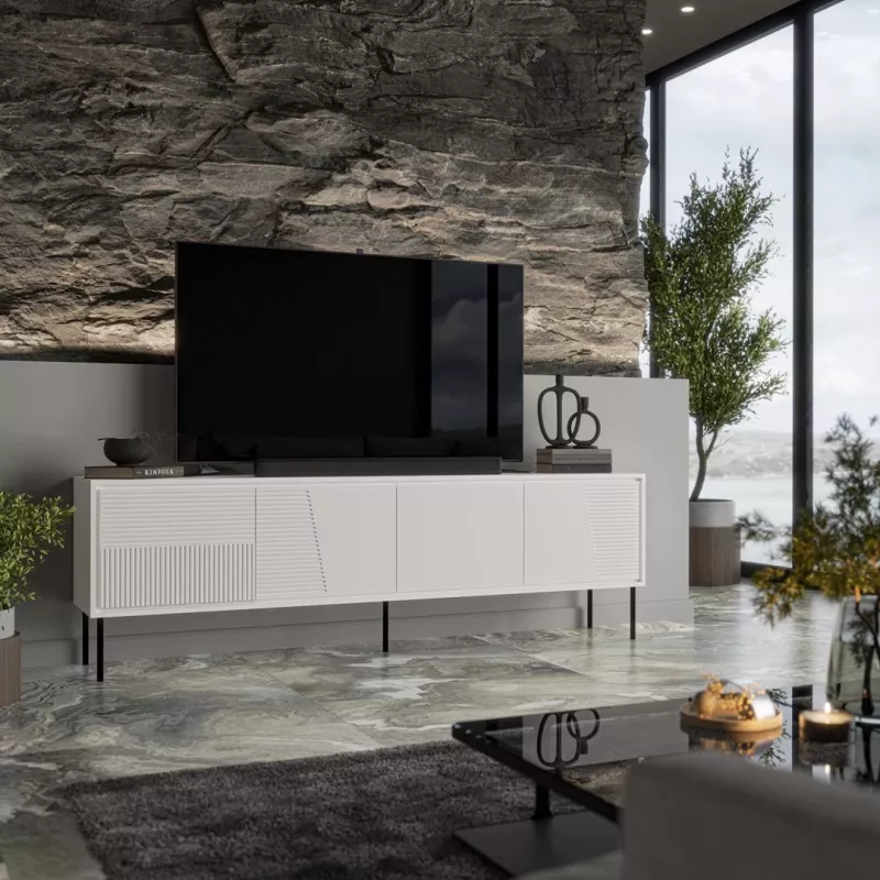 RTV skriňa ABI 4D 200x38x62 biela matná