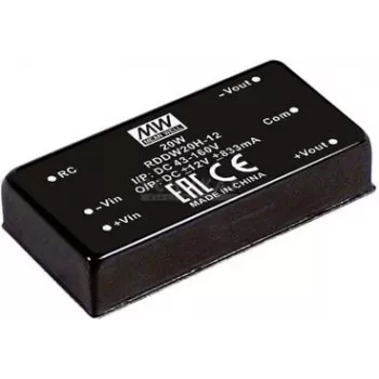 Napájací zdroj mean well RDDW20F-15 — 20 W, 15 V, 0,666 A, RoHS