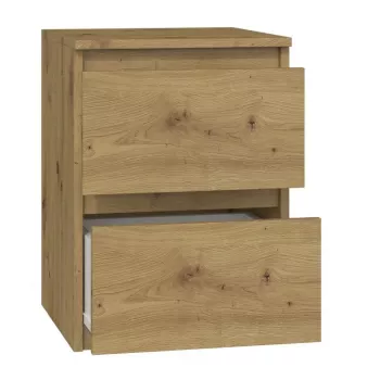 Nočný stolík Top e shop M2 ARTISAN, 2 zásuvky, dubové drevo, 300×300×400 mm