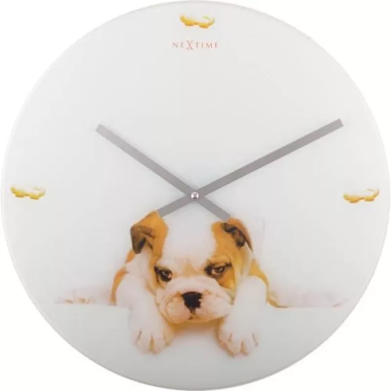 NeXtime hodiny 8136 Puppy, Ø43 cm, nástenné, biele/béžové