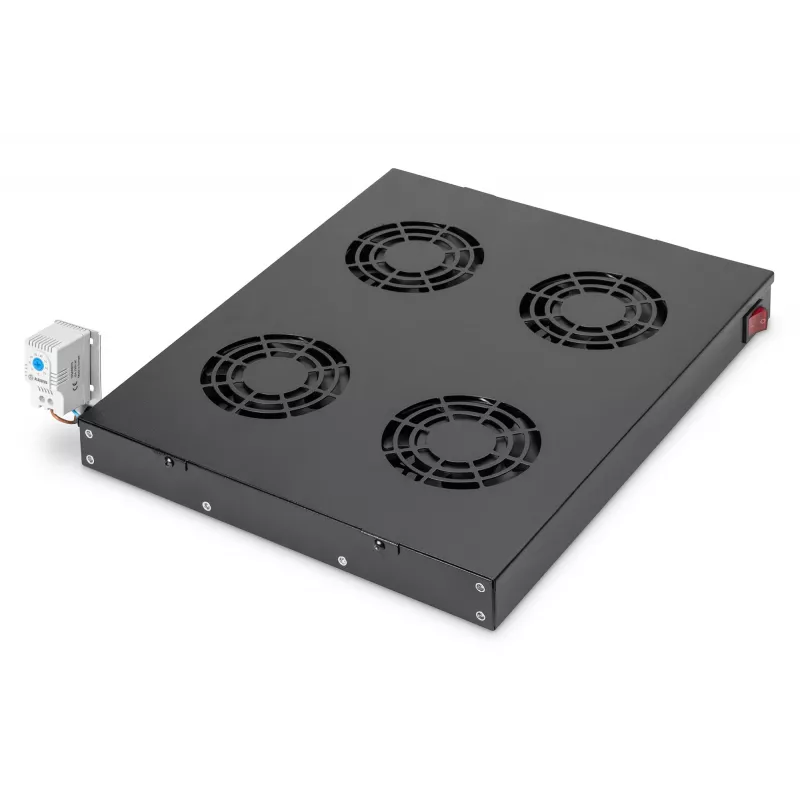 Digitus DN-19 FAN-4-HO-SW 19-palcová strešná vetracia jednotka, 4 ventilátory, termostat, čierna