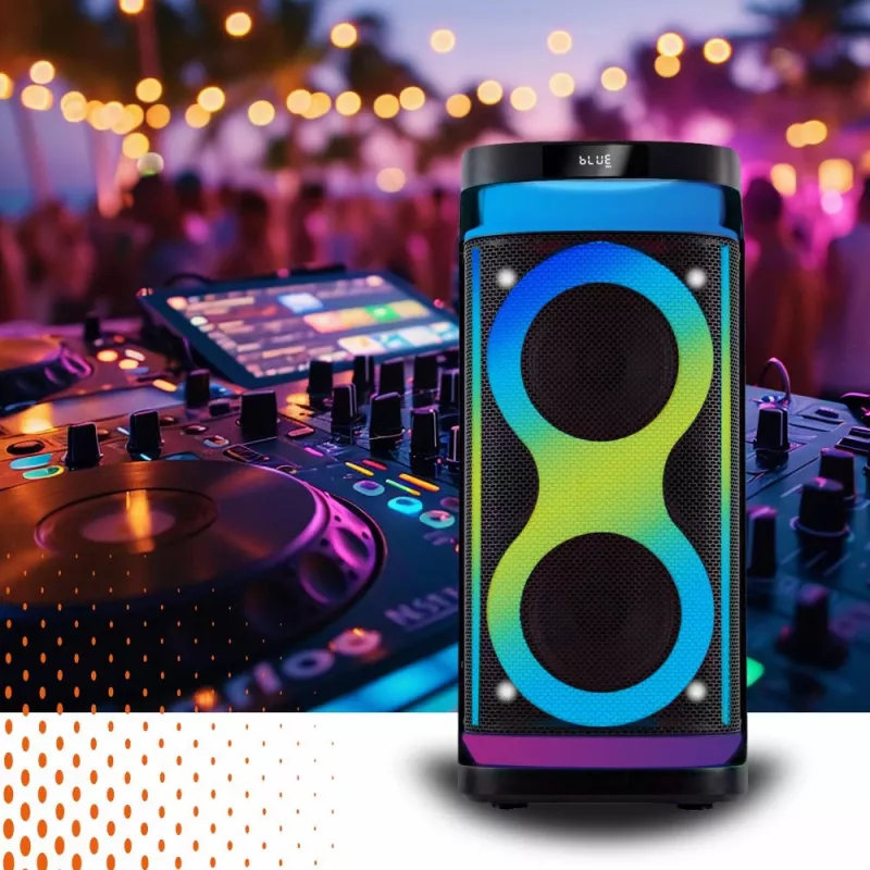 Prenosný reproduktor MANTA SPK0601B100, 100 W, Bluetooth, karaoke, bezdrôtový mikrofón, batéria, ekvalizér, disco osvetlenie