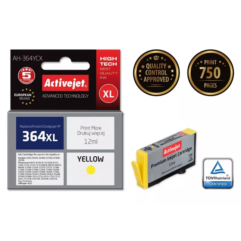 Activejet AH-364YCX atrament (náhrada za HP 364XL CB325EE; Premium; 12 ml; žltý)