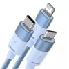 3in1 USB kábel Baseus StarSpeed Series, USB-C + Micro + Lightning 3,5A, 1,2m (modrý)