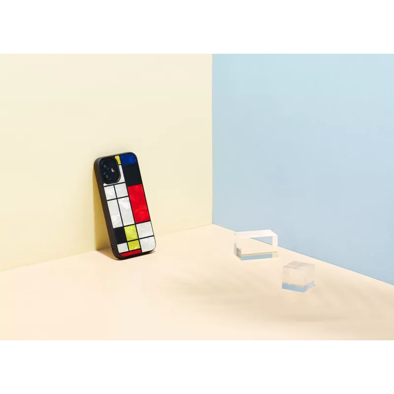 Ochranné puzdro iKins pre Apple iPhone 12 mini – čierny dizajn Mondrian