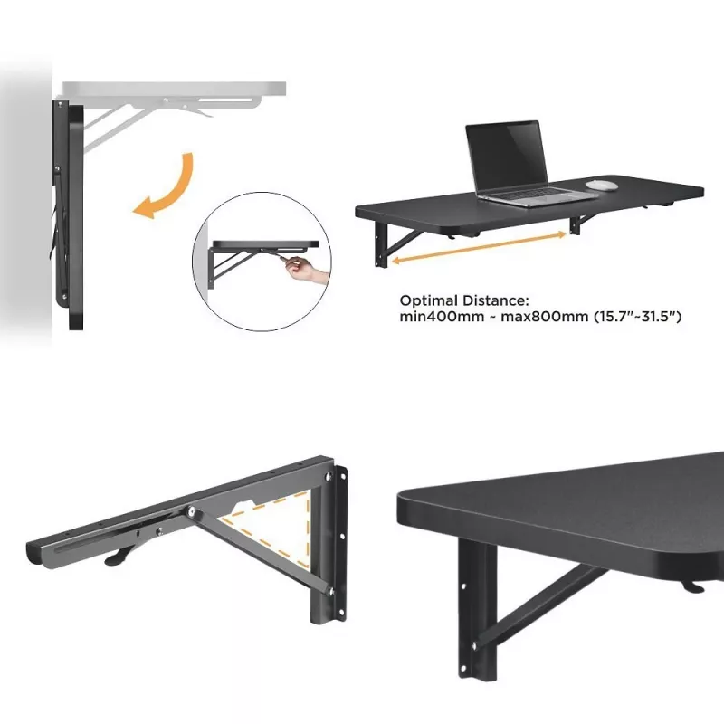 Nástenný sklopný držiak police MACLEAN MC-876, robustná nastaviteľná polica