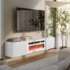 Cama TV skrinka LARA 183x35x37 biela matná + biela rímsa