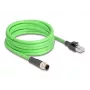 Sieťový kábel DeLOCK M12 kábel D-kódovaný 4-polový konektor samec na RJ45 konektor samec PUR (TPU) 5 m