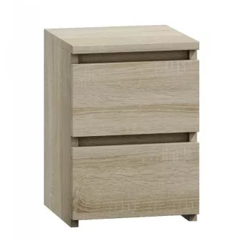 Nočný stolík top e shop M2 SONOMA — nočný stolík s 2 zásuvkami, dub, 300×300×400 mm