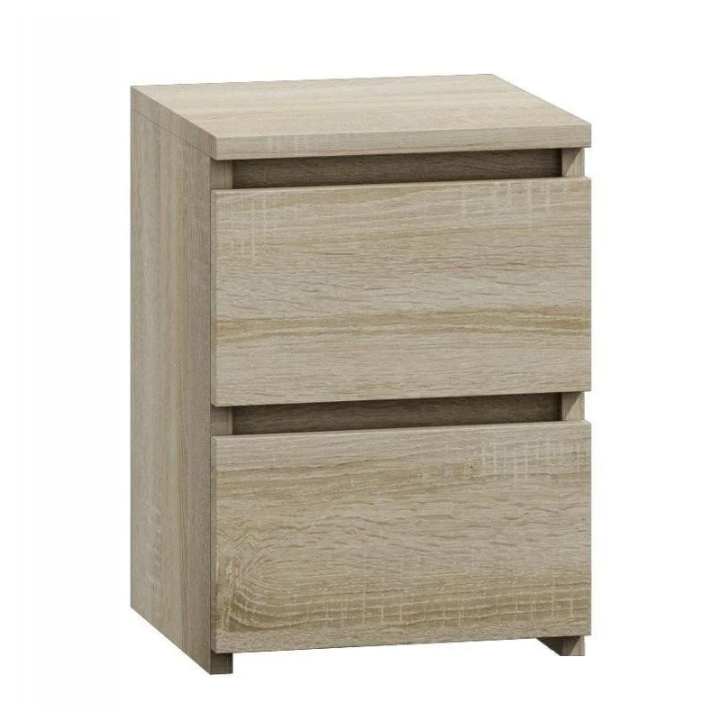 Nočný stolík top e shop M2 SONOMA — nočný stolík s 2 zásuvkami, dub, 300×300×400 mm