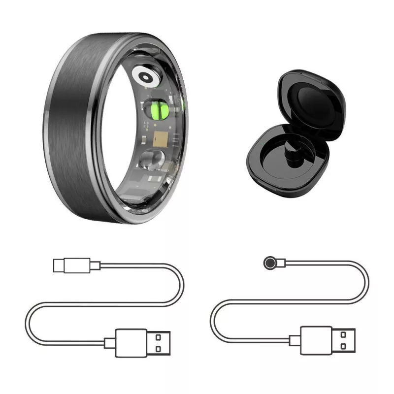Inteligentný prsteň Manta SR01BK-57 Black, tep srdca a kyslík v krvi, IP68
