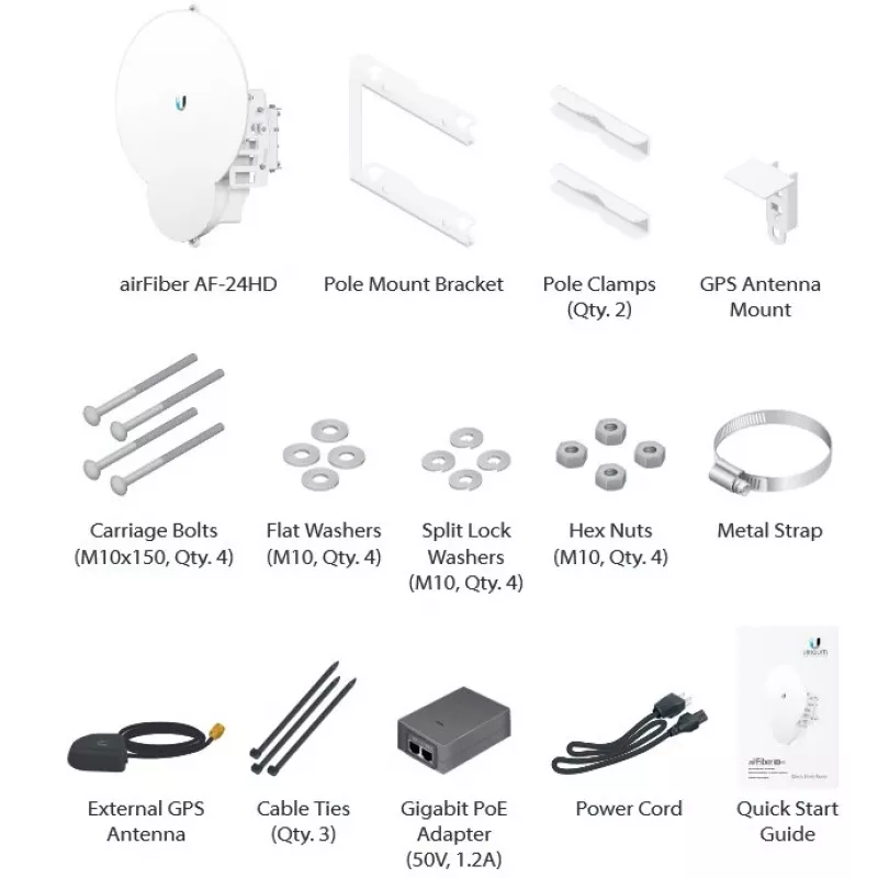 Ubiquiti AirFiber AF-24HD, 2Gbps+ Backhaul, 24GHz (cena za kus)