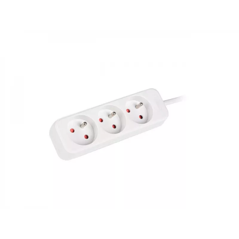 LANBERG PS0-03E-0300-W 3M biely 3X 230V predlžovací kábel z plnej medi