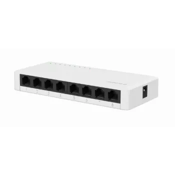 Neupravovateľný switch GEMBIRD NSW-G8-01 – 8× Gigabit Ethernet (10/100/1000), biela, DC 5V