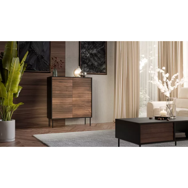 Cama 4D CORTINA komoda 102x40x118 čierna/orech